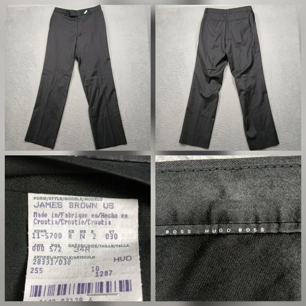 Hugo‎ Boss Dress Pants Men's 32x30 Black James Brown US Wool Blend